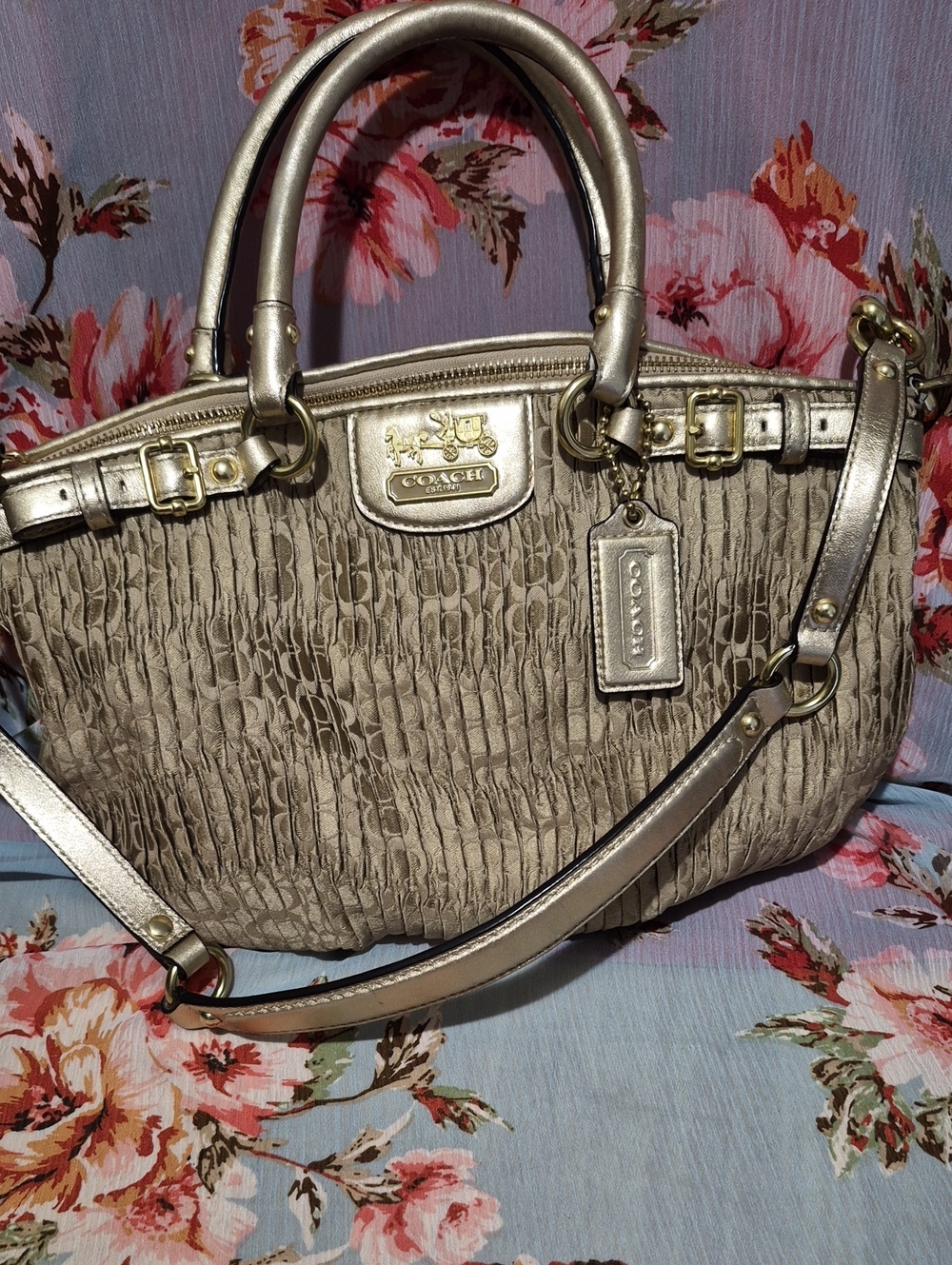 Coach Metallic Gold Satchel Bag-NO LOWBALL OFFERS..PLZ